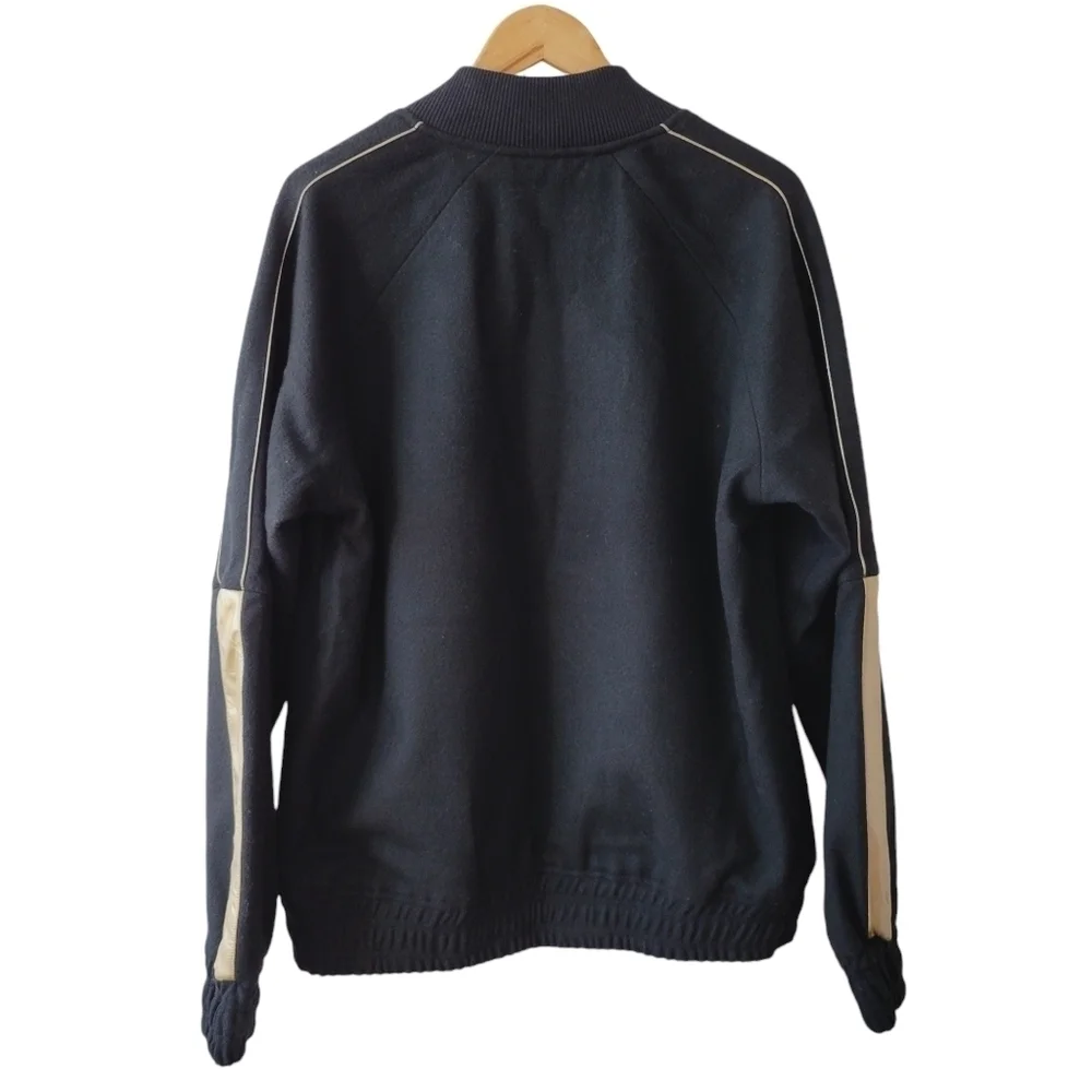 True Religion Black Wool Blend Varsity Jacket
